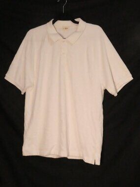 Vintage J CREW Men's White Short Sleeve Soft Terry Cloth Polo - P2P 22.5"